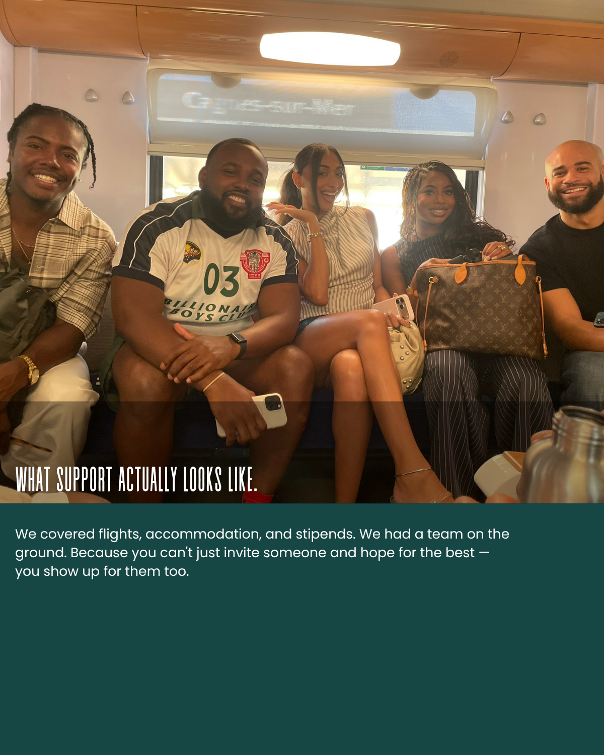 The cohort traveling together in Cannes
